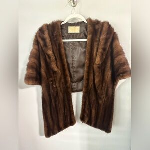 Vintage Stanley Furs Shawl Real Fur No Size Brown Luxury